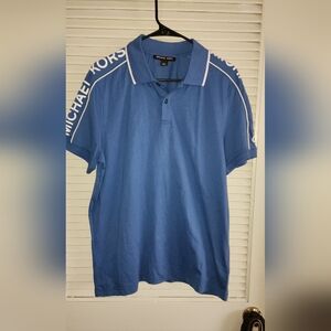 Michael Kors Blue Polo Shirt with White Trim